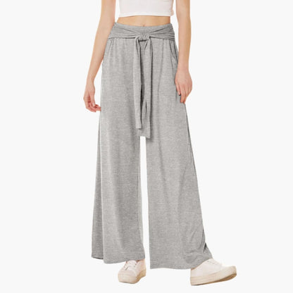 Women's Wide Leg Pants High Waisted Bow Tie Waist - Vonnera