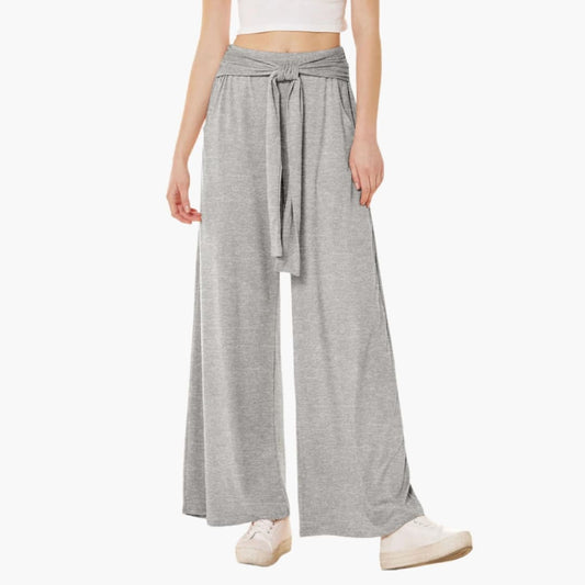 Women's Wide Leg Pants High Waisted Bow Tie Waist - Vonnera
