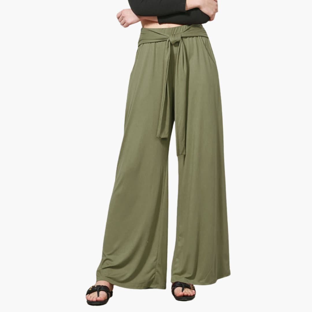 Women's Wide Leg Pants High Waisted Bow Tie Waist