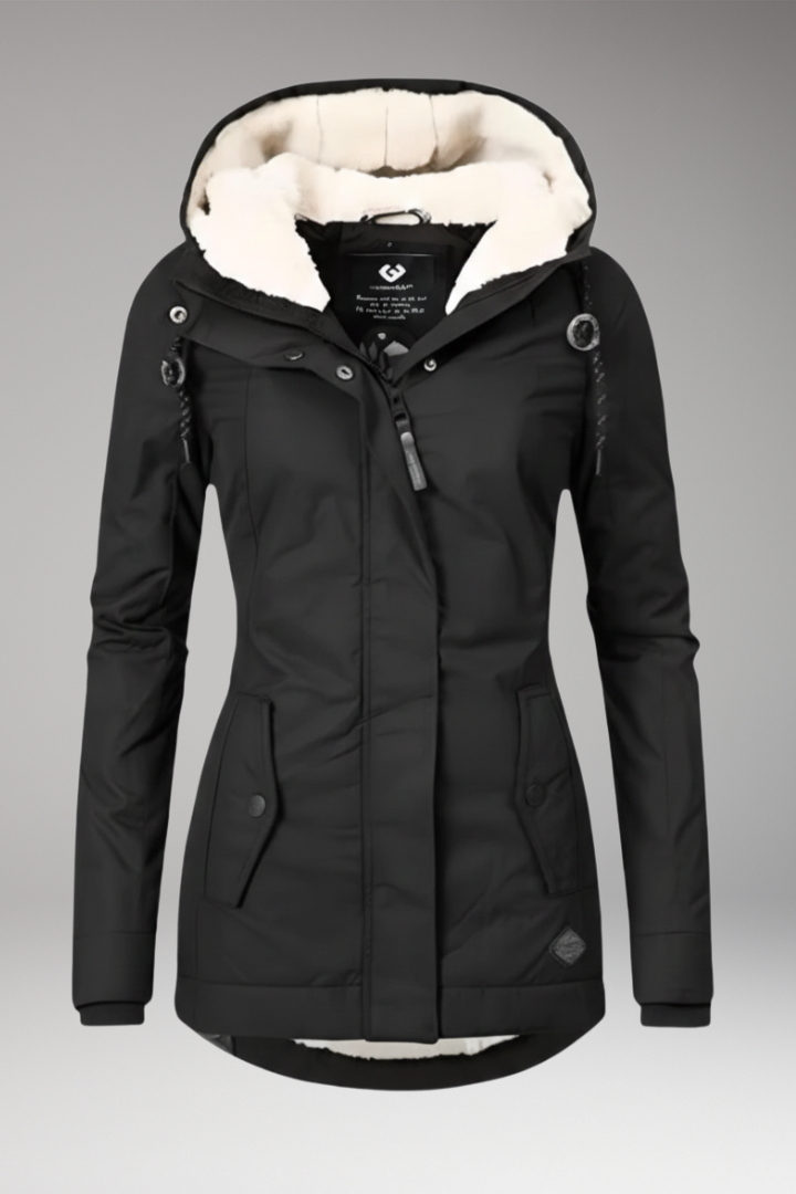 Women's Hooded Parka Coat Zip Closure Side Pockets - Vonnera