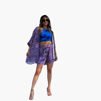 Women's Two-Piece Zip Up Jacket And Shorts Set