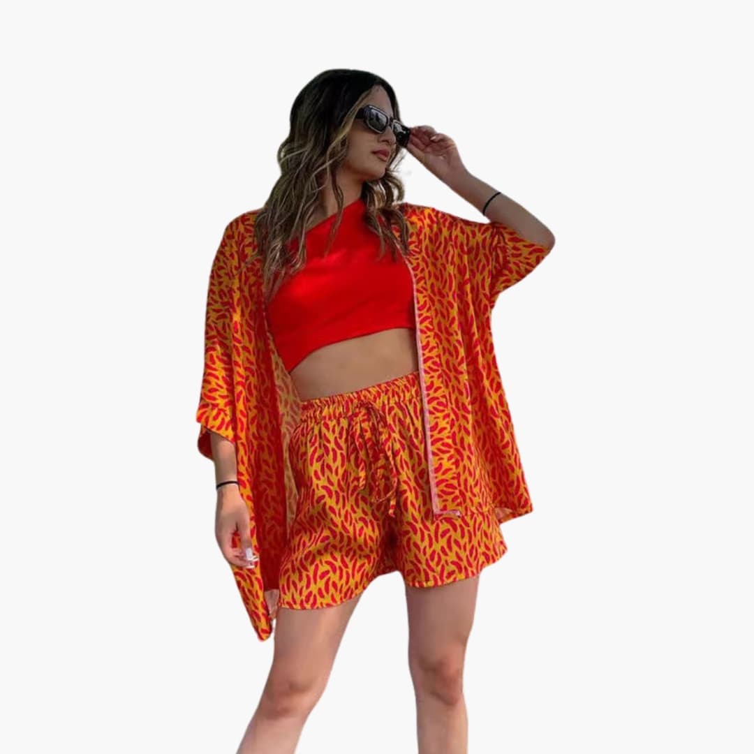 Women's Two-Piece Zip Up Jacket And Shorts Set
