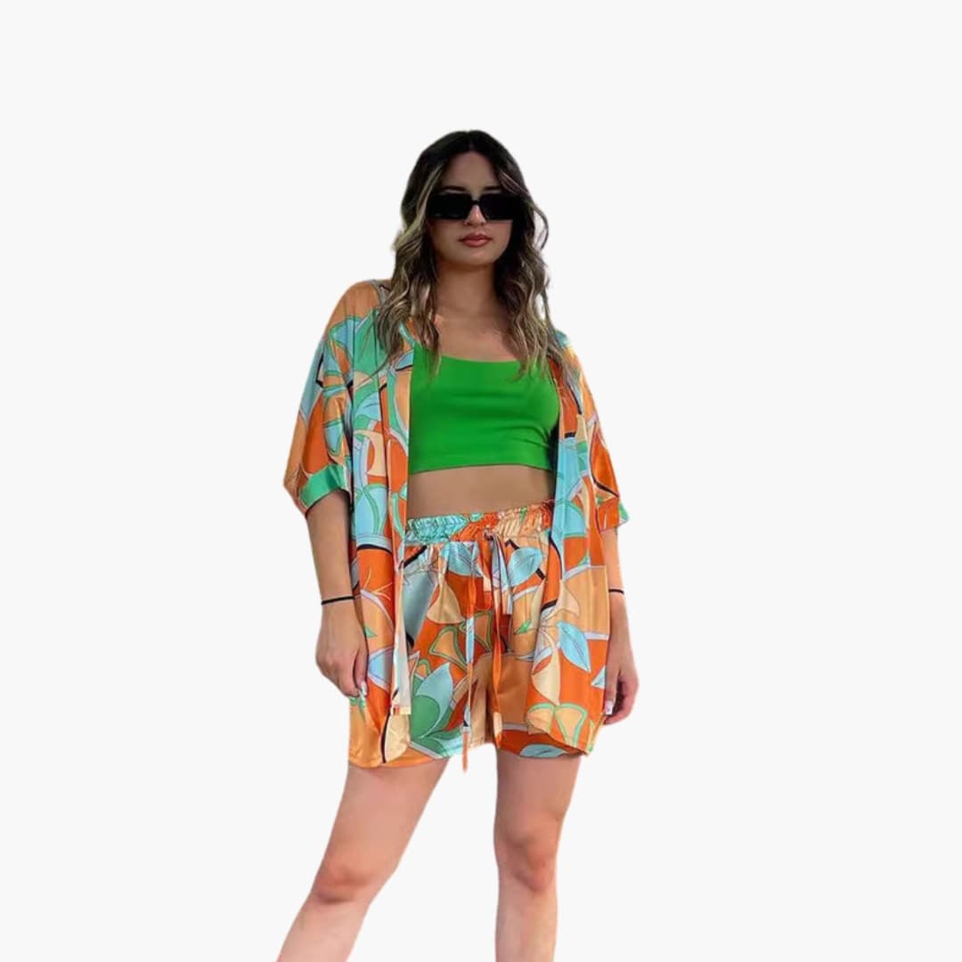 Women's Two-Piece Zip Up Jacket And Shorts Set - Vonnera