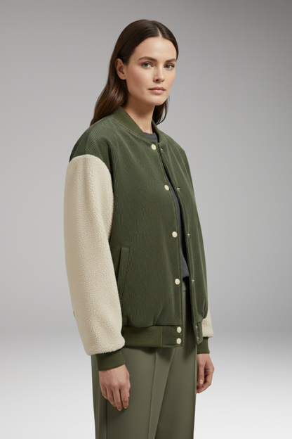Women's Button Jacket Ribbed Cuffs