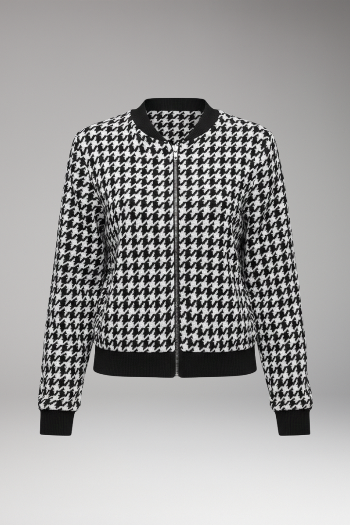 Women's Plaid Jacket Front Zip Closure - Vonnera