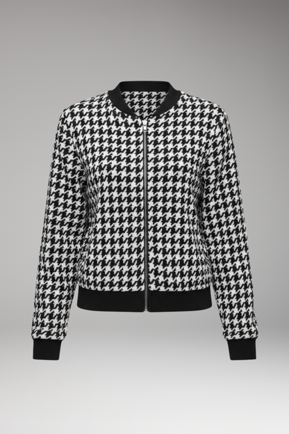 Women's Plaid Jacket Front Zip Closure - Vonnera