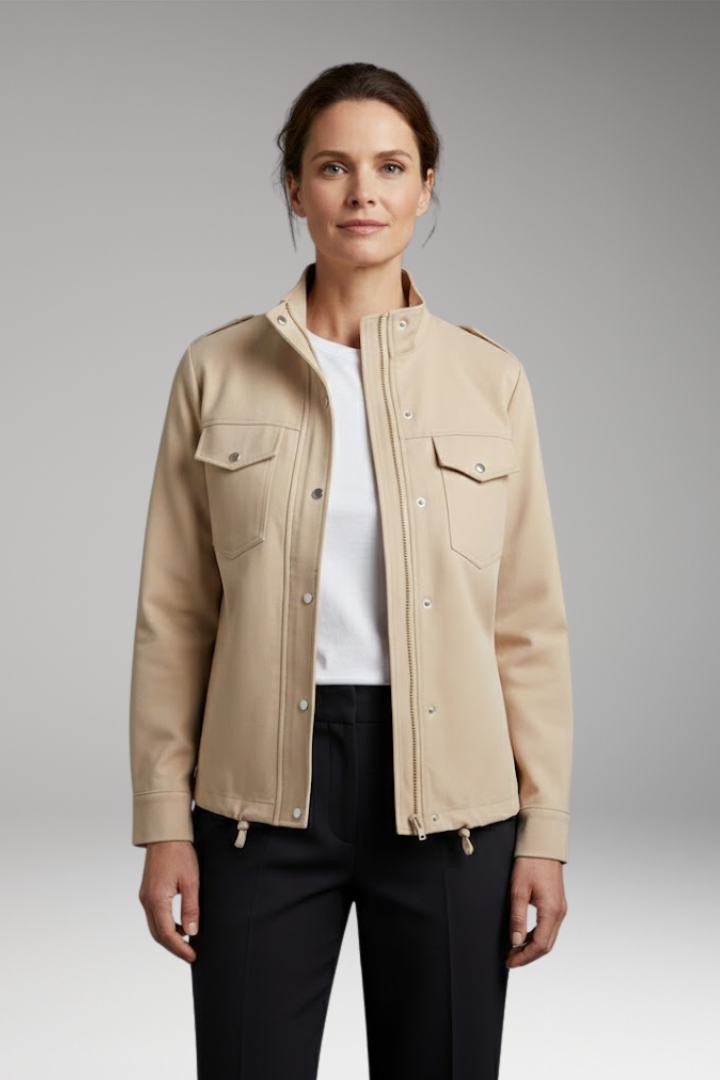 Women's Stand Up Collar Jacket Chest Pockets