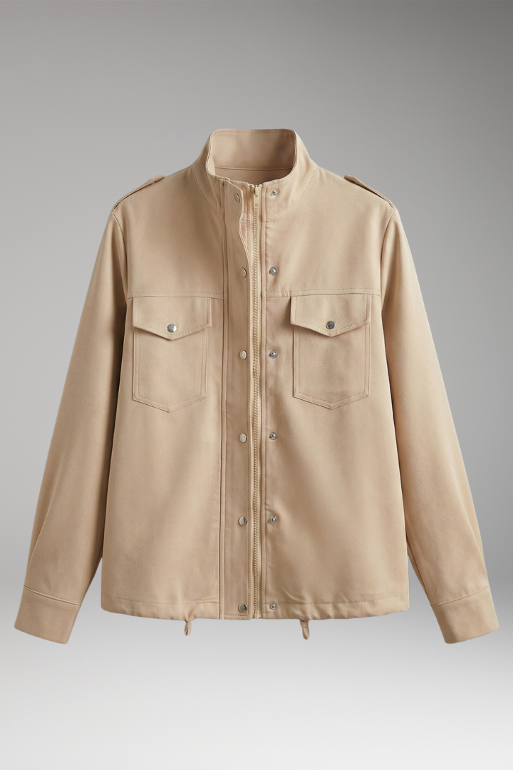 Women's Stand Up Collar Jacket Chest Pockets - Vonnera