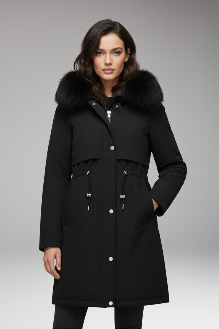 Women's Faux Fur Coat Adjustable Waist Jacket