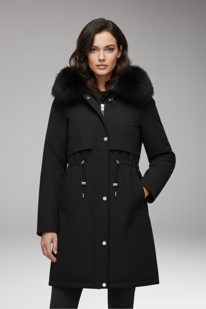 Women's Faux Fur Coat Adjustable Waist Jacket