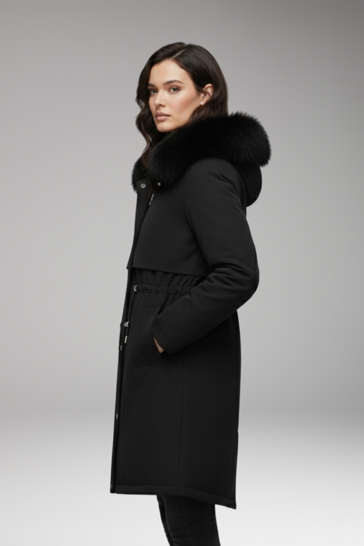 Women's Faux Fur Coat Adjustable Waist Jacket