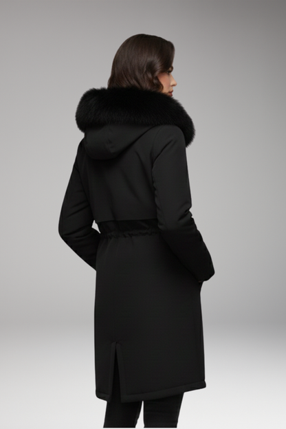 Women's Faux Fur Coat Adjustable Waist Jacket