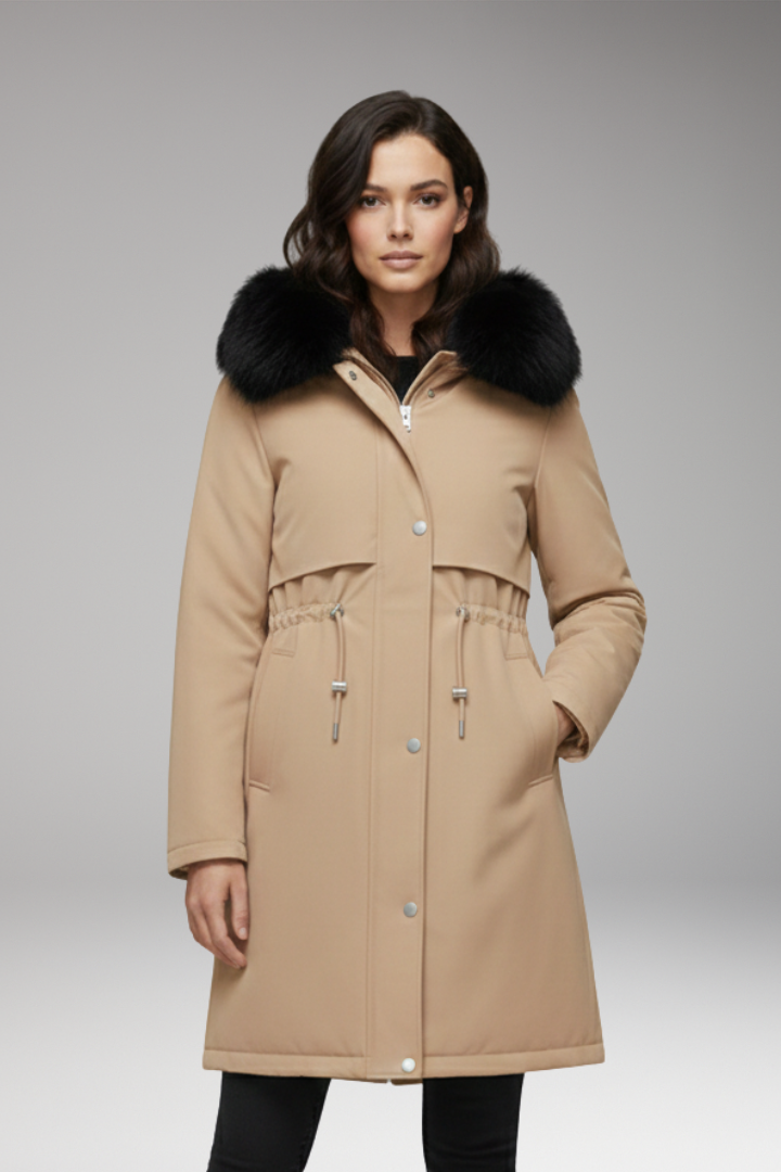 Women's Faux Fur Coat Adjustable Waist Jacket