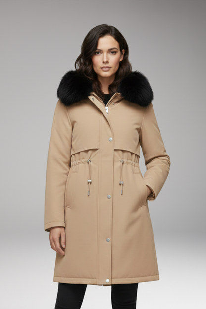 Women's Faux Fur Coat Adjustable Waist Jacket