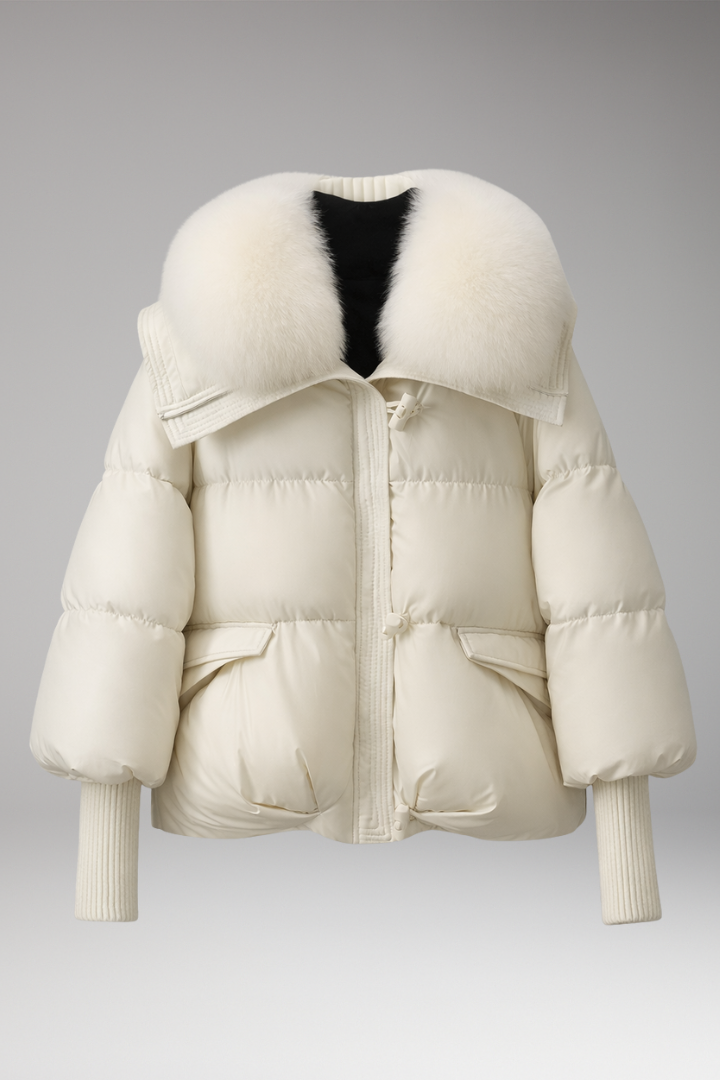 Women's Quilted Jacket Faux Fur Collar - Vonnera