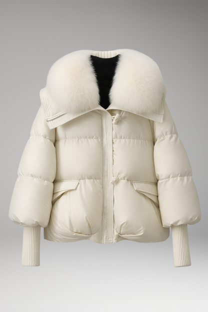Women's Quilted Jacket Faux Fur Collar - Vonnera