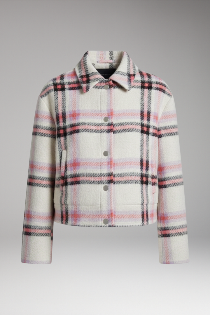 Women's Snap Closure Plaid Jacket - Vonnera