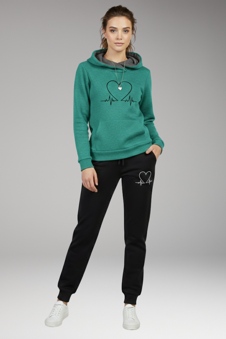 Women's Printed Jogging Suit Hoodie Pants Set