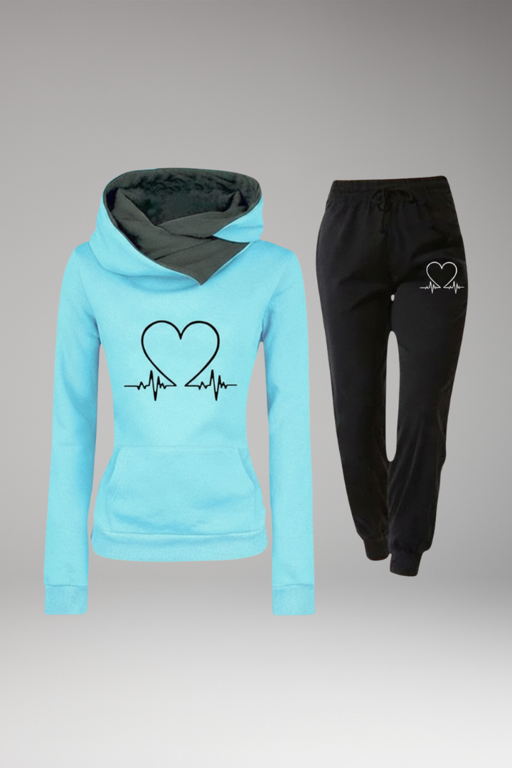 Women's Printed Jogging Suit Hoodie Pants Set - Vonnera