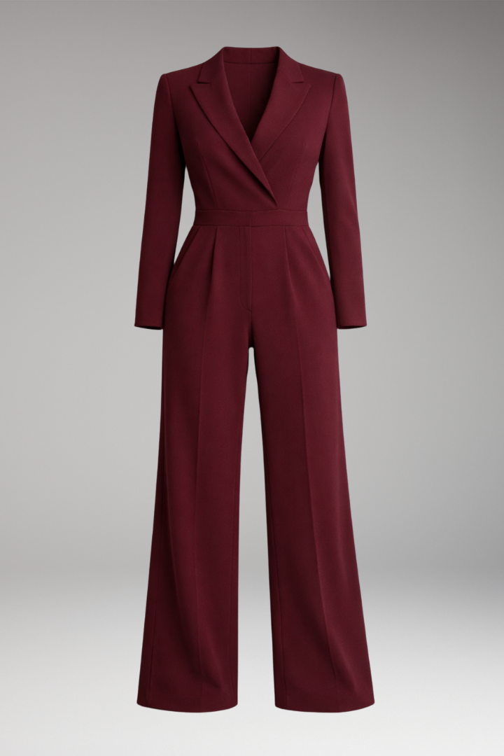Women's Wide Leg Jumpsuit Wrap Neckline - Vonnera