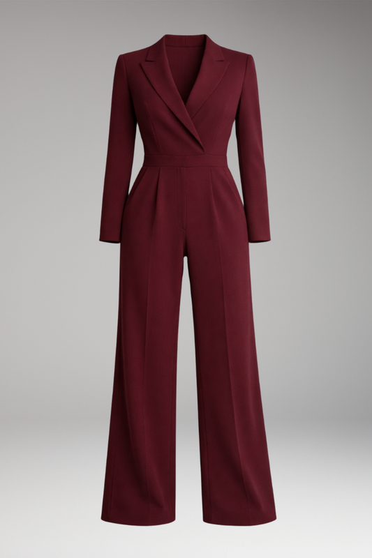 Women's Wide Leg Jumpsuit Wrap Neckline - Vonnera