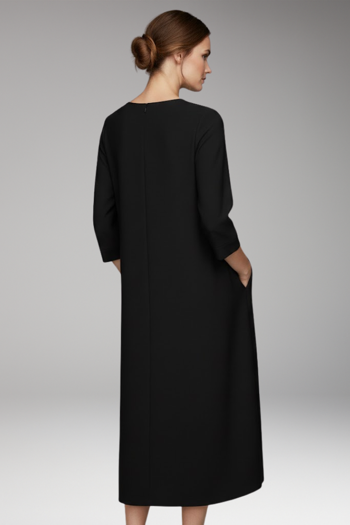 Women's V-Neck Knee-Length Dress Three-Quarter Sleeves