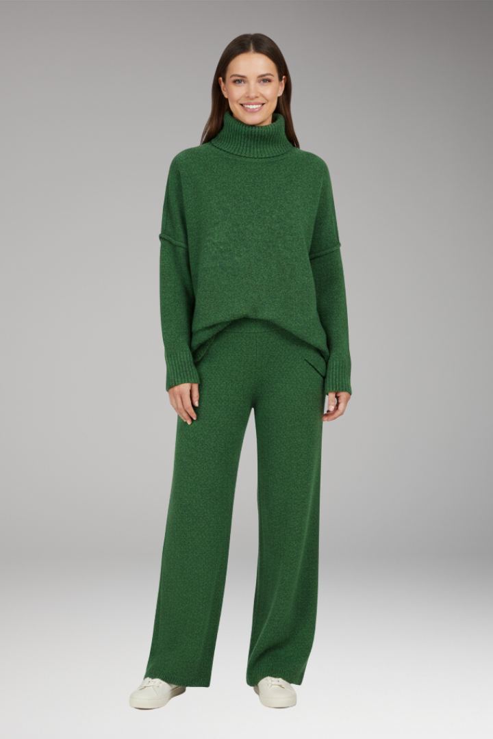 Women's Knit Turtleneck Jumper And Wide Leg Pants Set