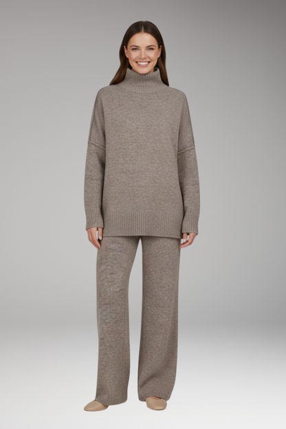Women's Knit Turtleneck Jumper And Wide Leg Pants Set