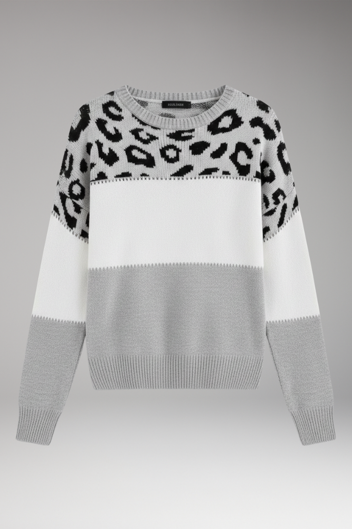 Women's Knit Sweater Round Neck Ribbed Hem - Vonnera