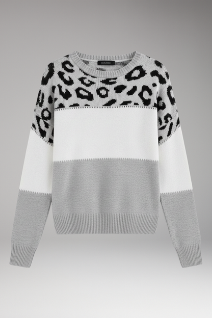 Women's Knit Sweater Round Neck Ribbed Hem - Vonnera