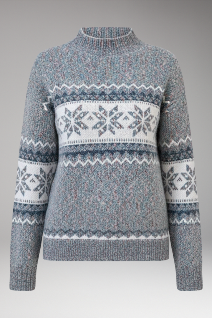 Women's Knit Sweater Stand Collar Patterned - Vonnera