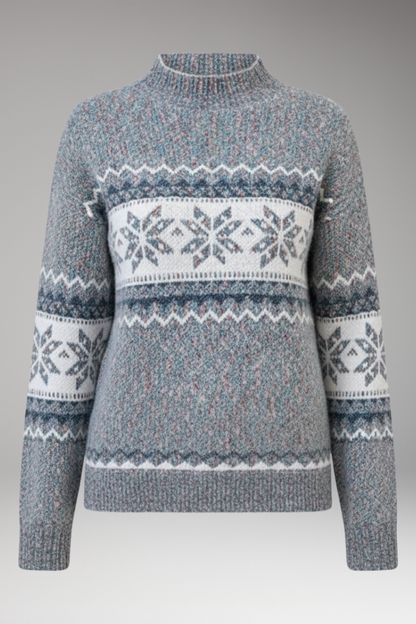 Women's Knit Sweater Stand Collar Patterned - Vonnera