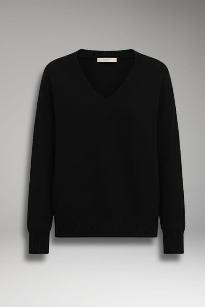 Women's V Neck Sweater Ribbed Cuffs - Vonnera