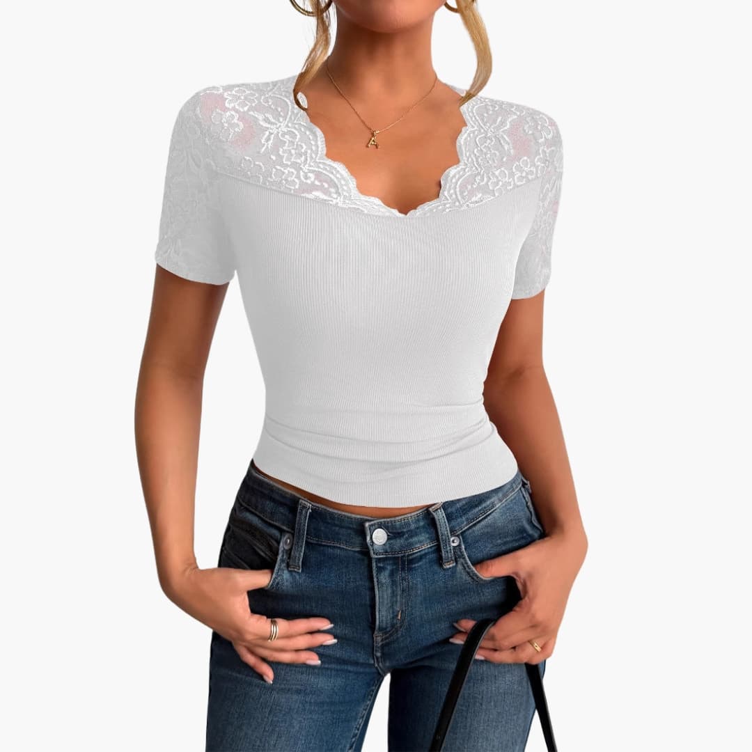 Women's Lace Crop Round Neck - Vonnera