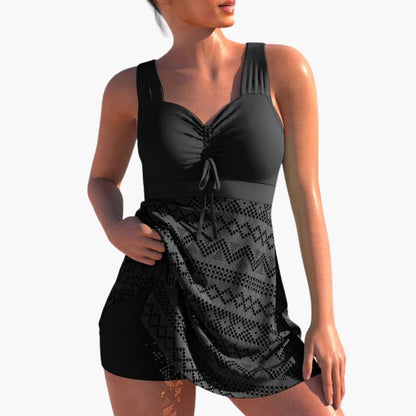 Women's Lace Swimsuit Dress Padded Ruched - Vonnera
