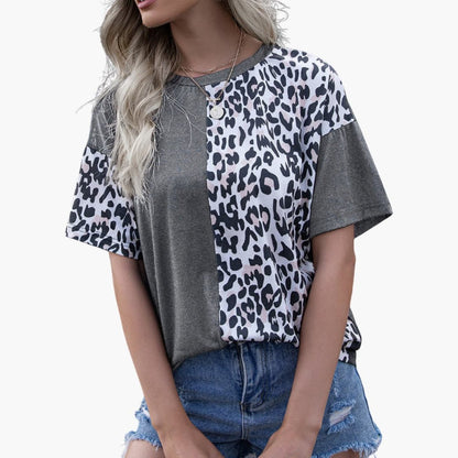 Women's Leopard Short Sleeve T-Shirt Crew Neck - Vonnera