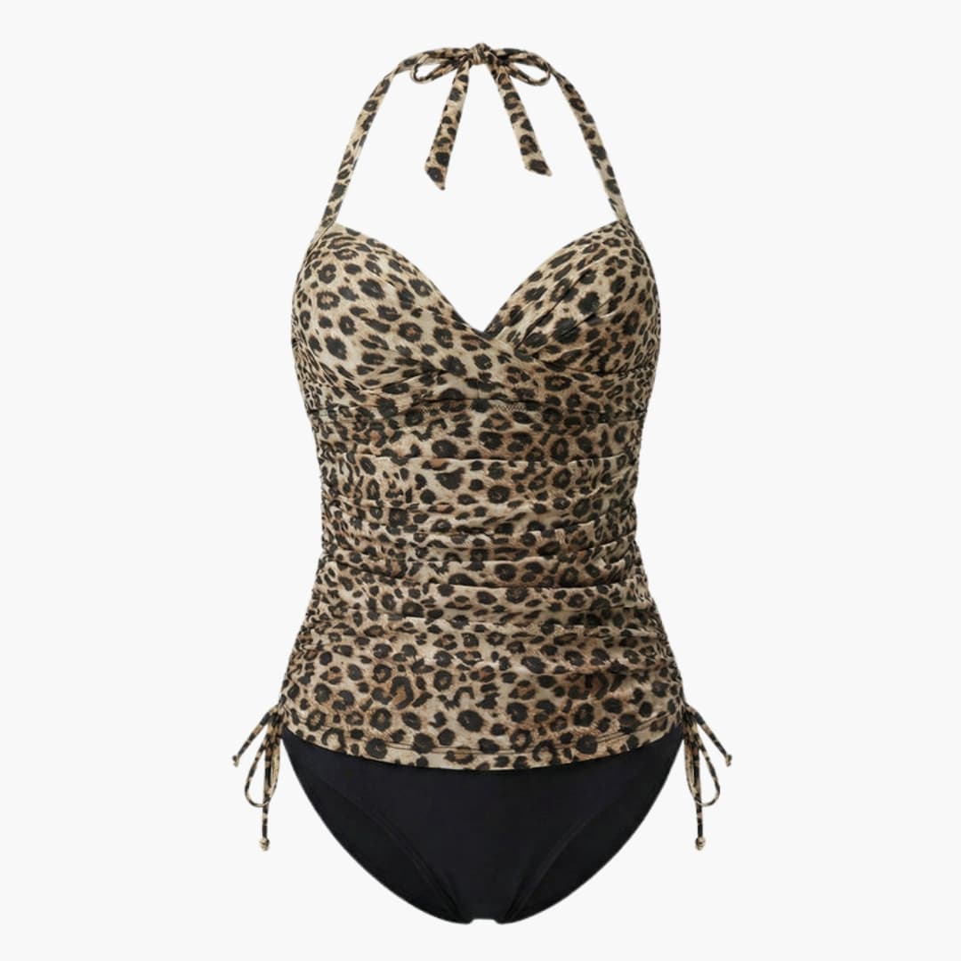 Women's Leopard Tankini Swimsuit High-Waist Bottom