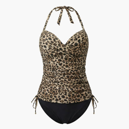 Women's Leopard Tankini Swimsuit High-Waist Bottom