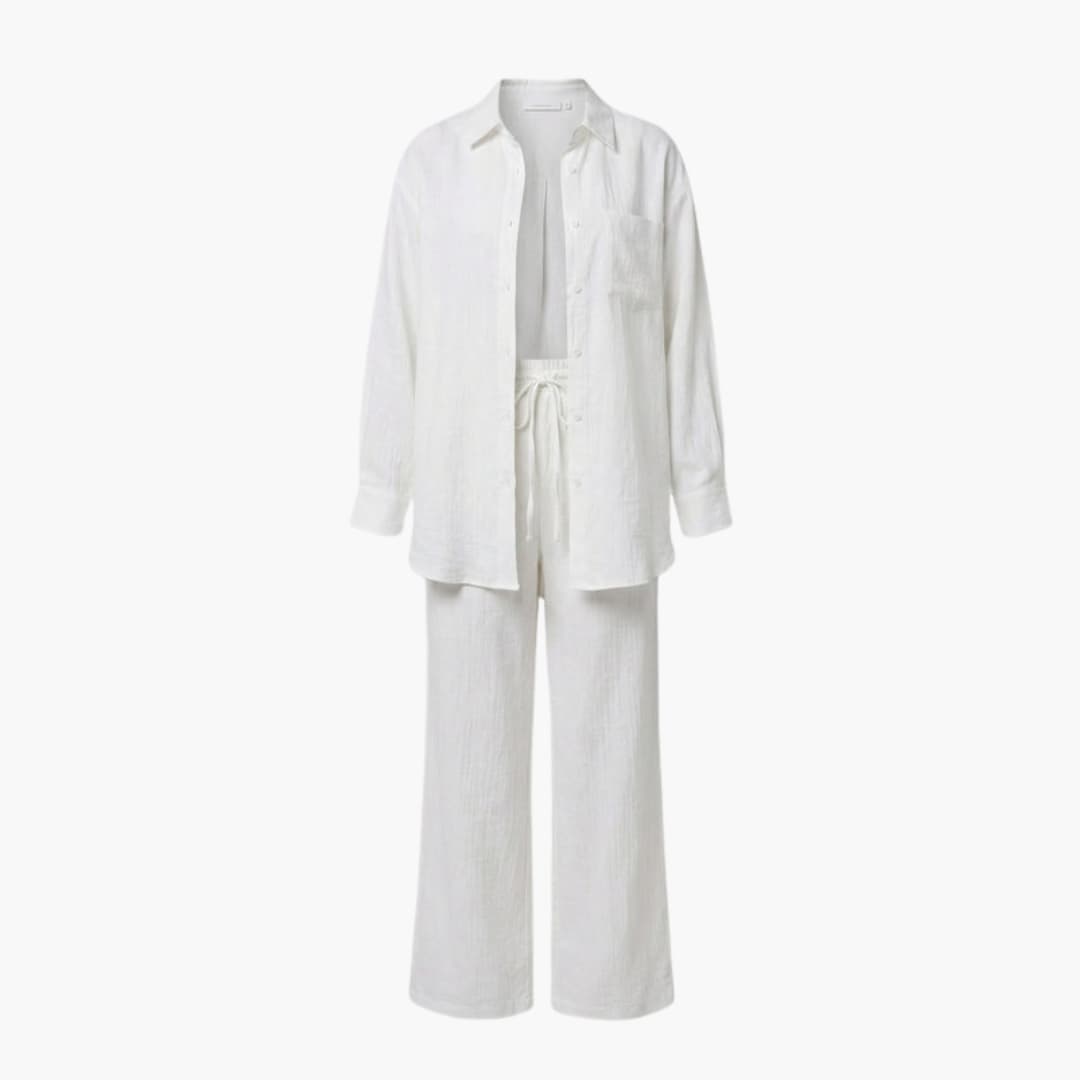 Women's Linen Two-Piece Shirt And Pants Set