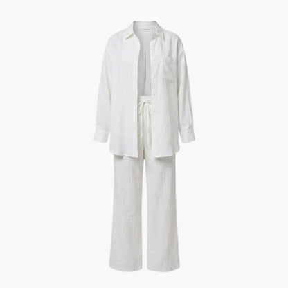 Women's Linen Two-Piece Shirt And Pants Set