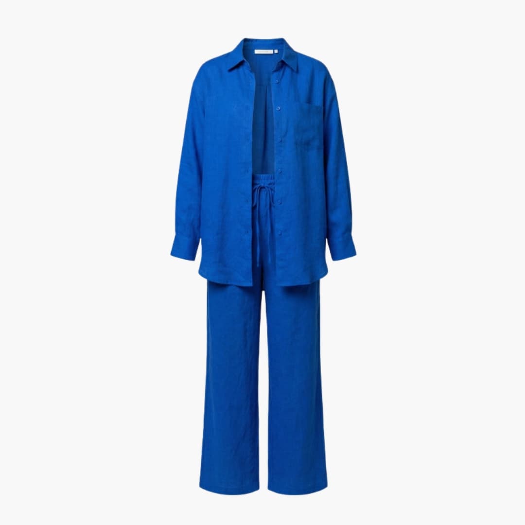 Women's Linen Two-Piece Shirt And Pants Set - Vonnera