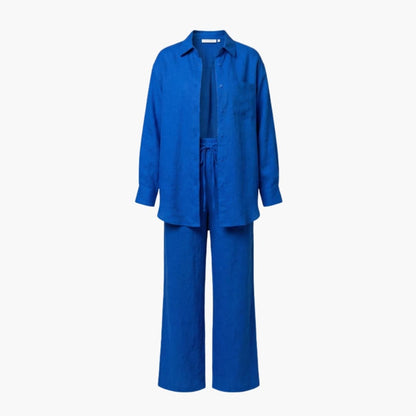Women's Linen Two-Piece Shirt And Pants Set - Vonnera