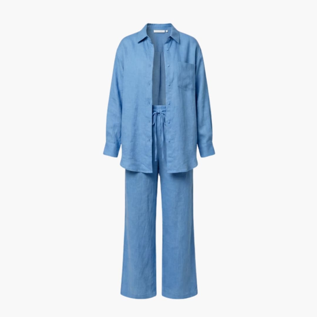 Women's Linen Two-Piece Shirt And Pants Set