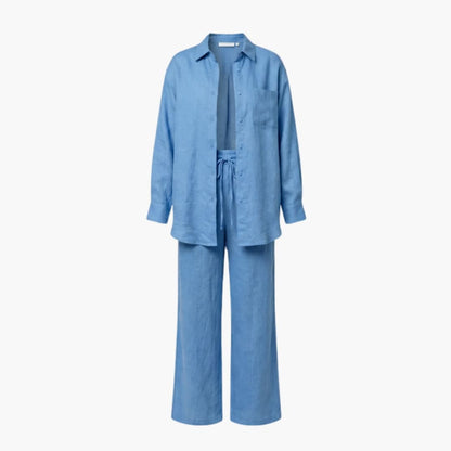 Women's Linen Two-Piece Shirt And Pants Set