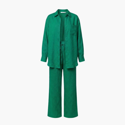 Women's Linen Two-Piece Shirt And Pants Set