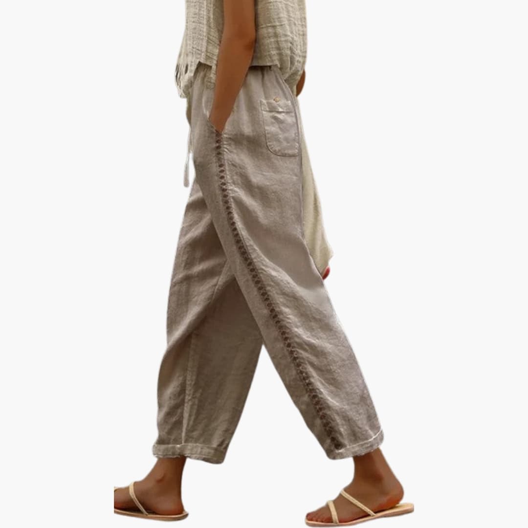Women's Linen Loose Fit Pants - Vonnera