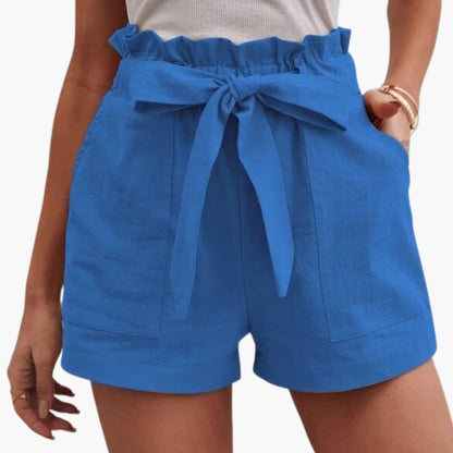 Women's Linen Shorts Wide Waistband Beige - Vonnera