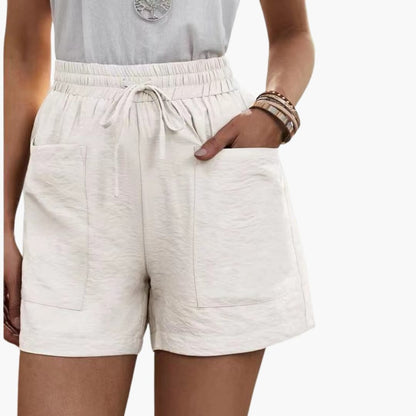 Women's Linen Wide Leg Shorts with Pockets - Vonnera