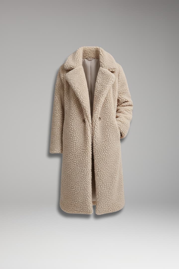 Women's Lapel Collar Long Coat Textured - Vonnera