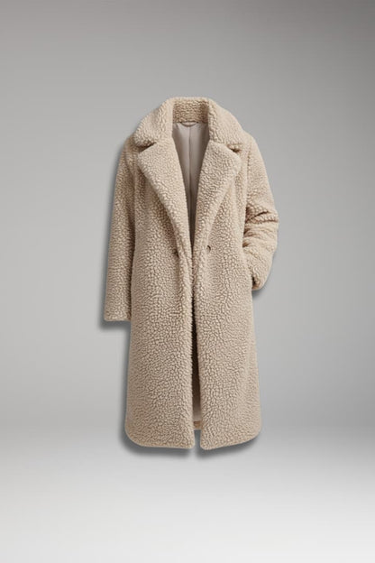 Women's Lapel Collar Long Coat Textured - Vonnera